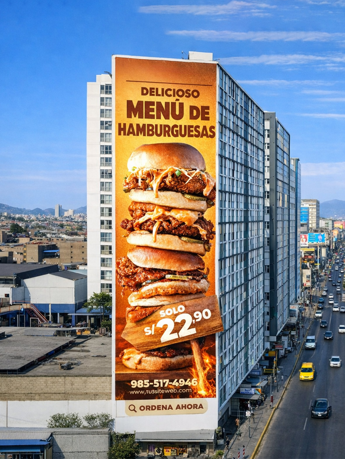 BANDEROLA EN EDIFICIO GRAN FORMATO IMPRESIÓN INSTALACIÓN, LONA MESH